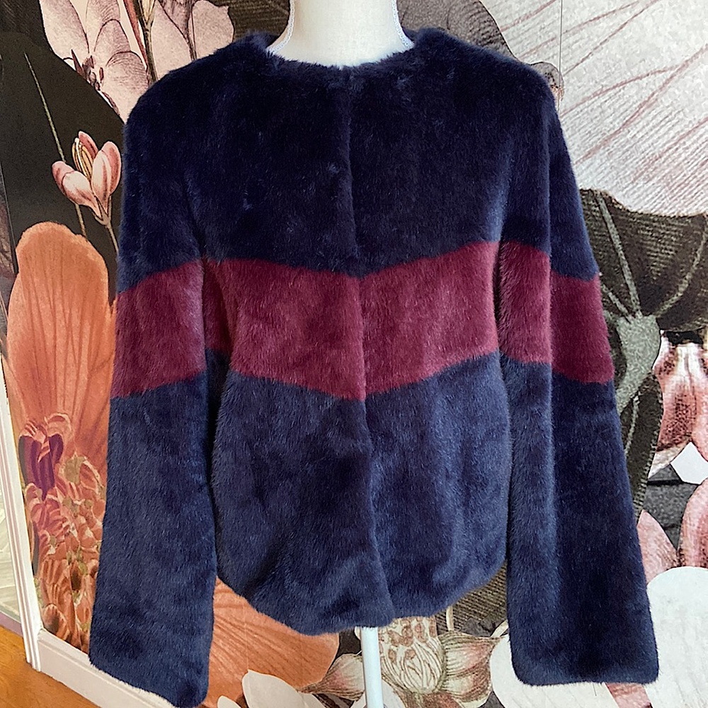 Two toned faux fur jacket